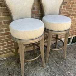 Pair Of Grey Swivel Bar Stool Chairs 