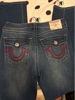 True religion jeans red and white stiching