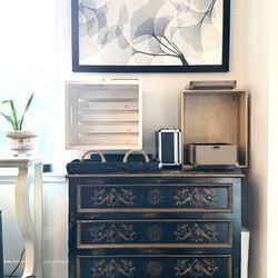 Luxury Dresser - Solid Dark Wood And Hand Painted 