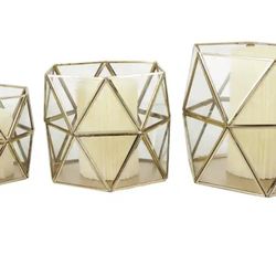 Gold Geometric Candle Holder Set Of 3 