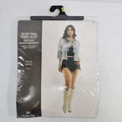 Silver Tinsel Fringe Party Jacket Women’s Costume Cowgirl Festival Disco Sz S/M 