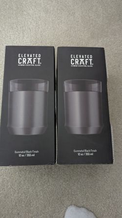 2-Elevated Craft Hybrid Cocktail Glass Gunmetal Black Finish 12 OZ. HCG-BLK-1