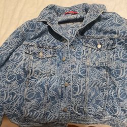 Supreme Script Jacquard Denim Trucker Jacket for Sale in Gardena, CA -  OfferUp