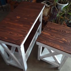 Rustic farmhouse style hall table and an end table
