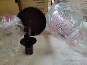 Hampton bay Walsh single bulb wall sconce light fixture in black with Prismatic Glass, few available