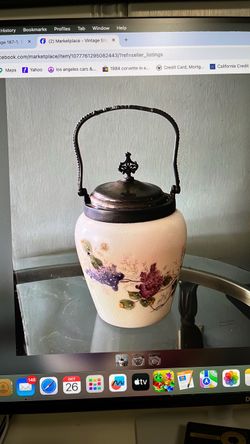 Vintage English Handpainted Biscuit Jar