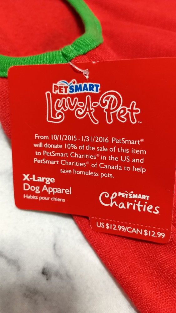 PetSmart Dog Sweater Hoodie Size XL Color Red And Green Rescue Love Repeat NWT