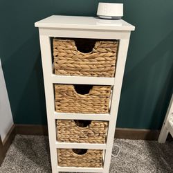 Two Wicker Basket Storage End Tables