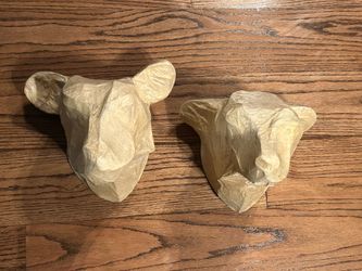 Paper Mache Cheetah Heads- Set of 2- Male & Female