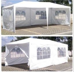 10 ft. x 20 ft. Wedding Party White Canopy Tent Outdoor Gazebo with 6 Removable Sidewalls for Backyard, Birthday Party,#%@