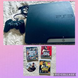 Playstation 3 Console +1 Controller or with 4 Games (1 New Sealed) GTA5, GTA4 Red Dead Redemtion DLC