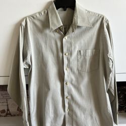 Men’s Sage Green Long Sleeve Button Down Dress Shirt – Size 15½ 33