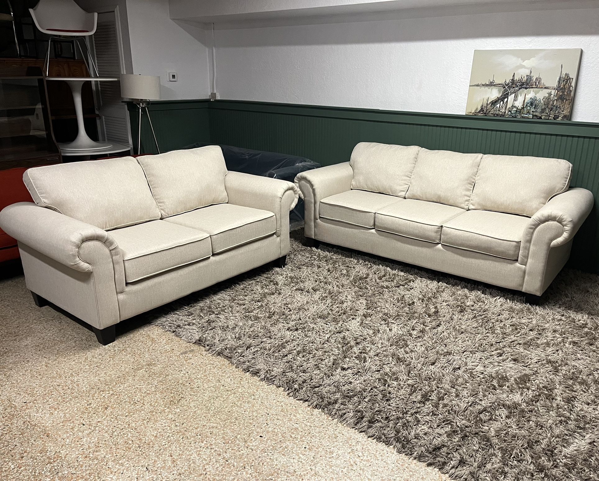 Off White Sofa & Loveseat 