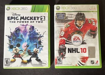 Disney Epic Mickey 2 & NHL10 XBOX 360 2 Game Lot 