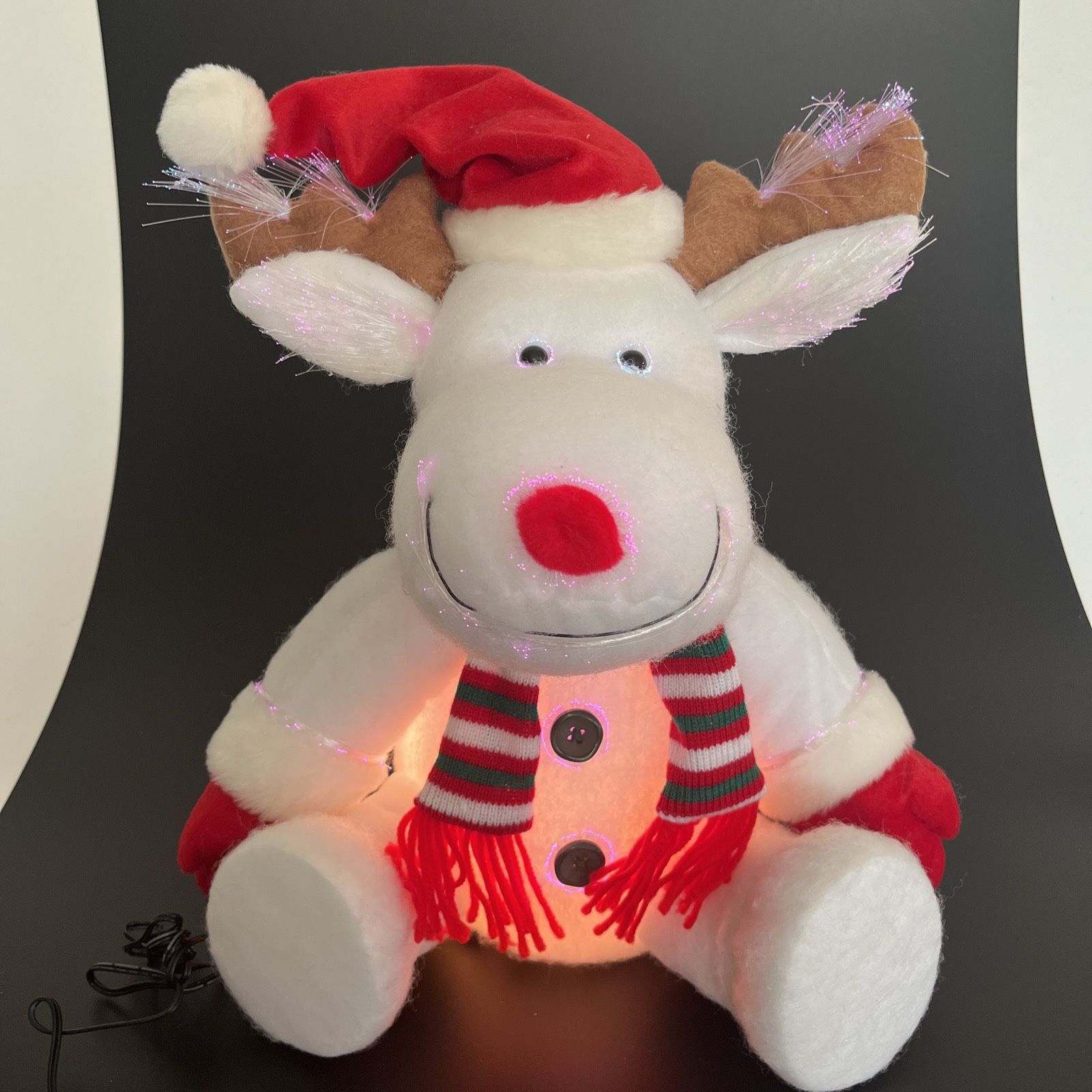 Vintage Dept 56 Fiber Optic Christmas Marty Moose Color Changing Light Up Decor