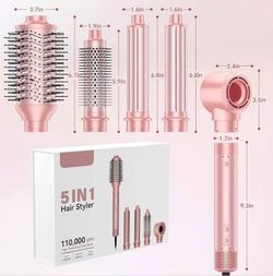 5 in 1 Hot Air Styler Wrap, Hair Dryer & Blow Dryer Brush with Auto Wrap Curls, 110,000 RPM Hot Air Styler for Fast Drying, Curling, Smoothing, Blowou
