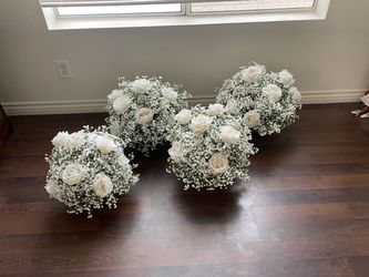 White Artificial Roses and Baby Breath