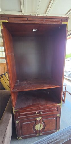 Wood Entertainment Cabinet with Brass Hardware