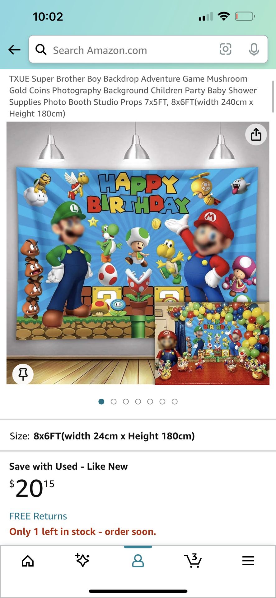 Mario Bros Party Backdrop