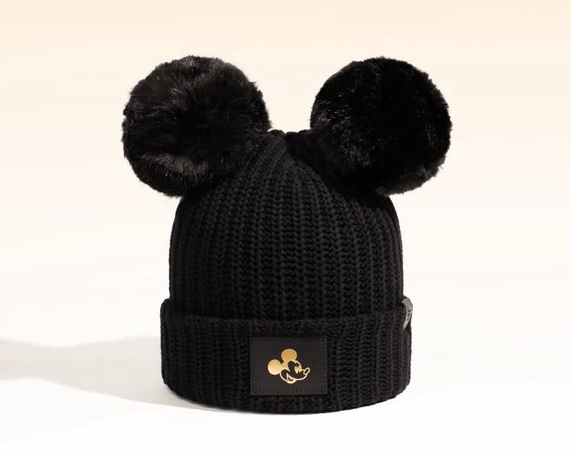 New Disney Mickey Mouse Double Pom Beanie