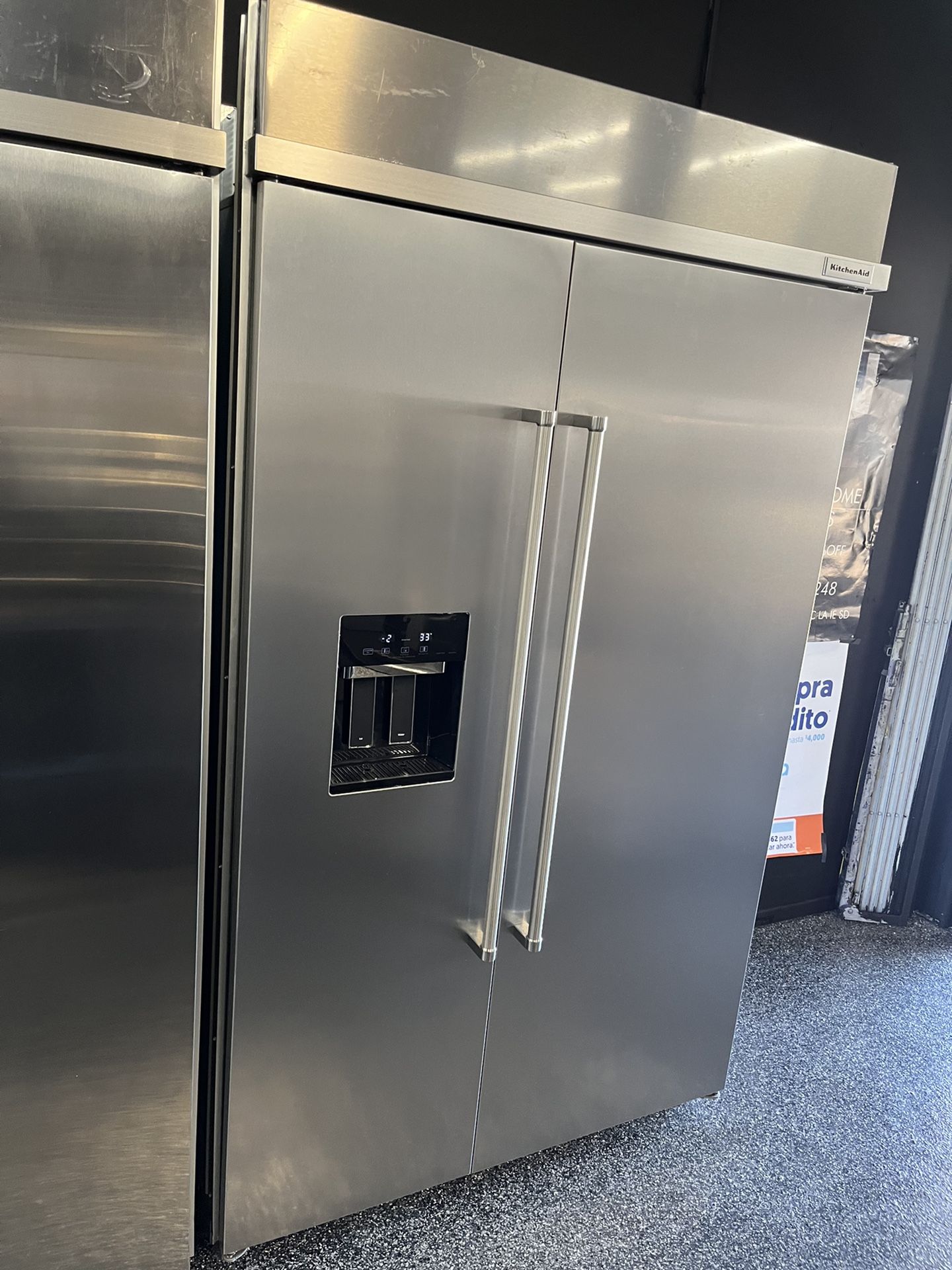 2023 Kitchen Aid Stainless Steel Built In 48” Side By Side Refrigerator 