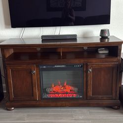 TV Stand With Fireplace And Two Side Tables