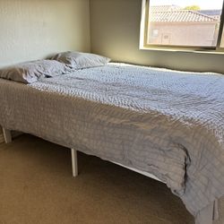 Great Condition, Barely Used ! Queen Size Bed - Mattress And Bed Frame 
