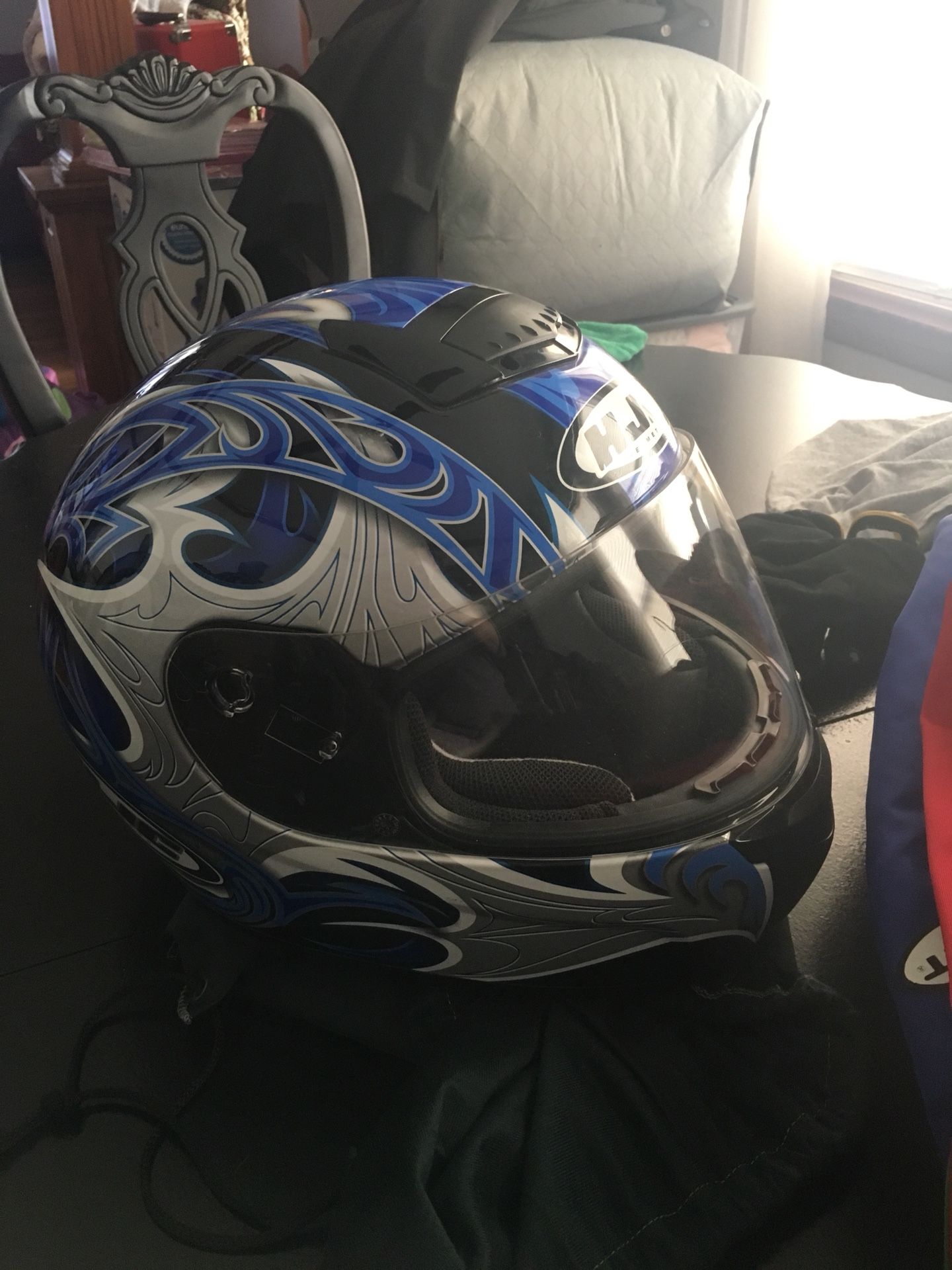 Motorcycle helmet and jacket size large