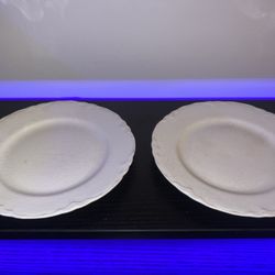 2 Vintage Ceramic Vitreous 6” White Plates, Edwin M. Knowles China Co, Chipped Plate