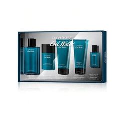 Cool Water by Davidoff for Men - 5 Pc Gift Set 4.2oz EDT Spray, 2.5oz After Shave Balm, 2.5oz Shower Gel, 2.4oz Deodorant Stick, 5ml Mini EDT Splash