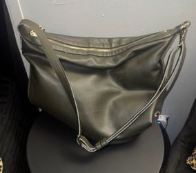 Olive Green Leather Crossbody Shoulder Bag