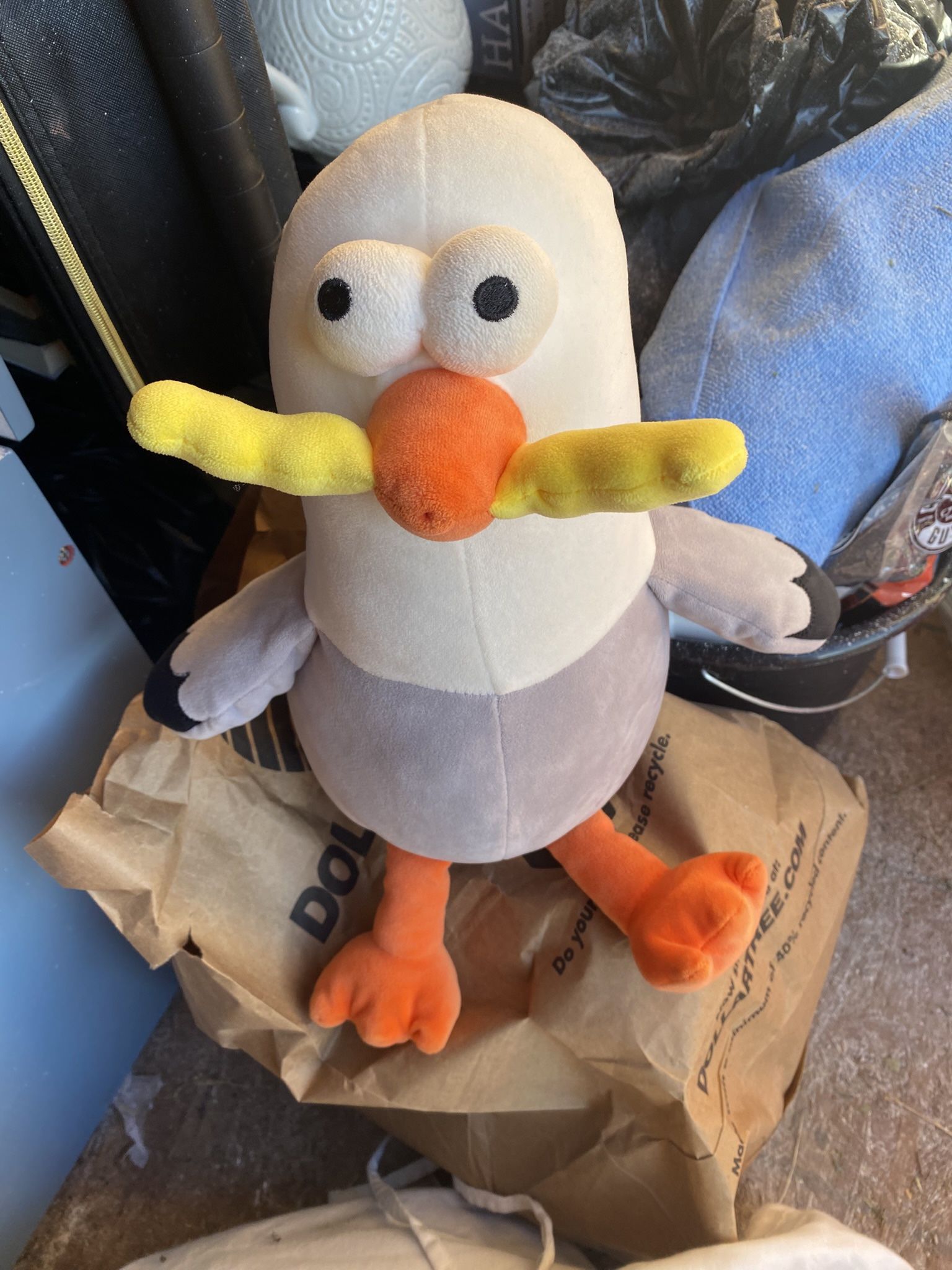 Seagull With a French Fry In It Mouth Plushie