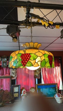 Salvaged Antique Stained Glass Chandelier