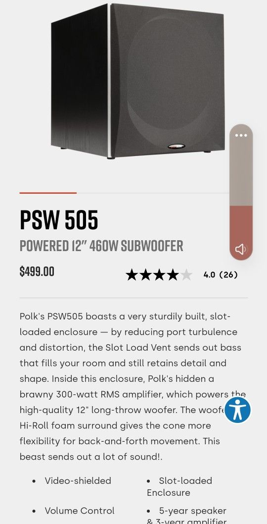 12" Polk Audio PSW505 Home Theater Sub