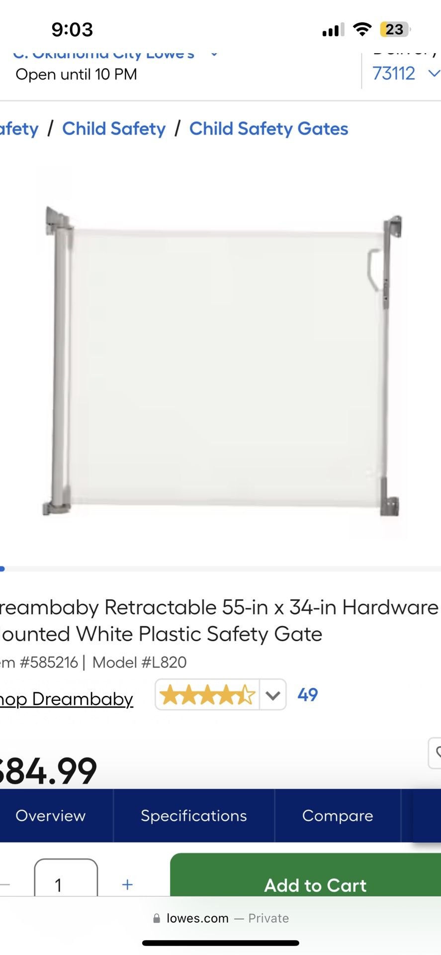 New Retractable Baby Gate