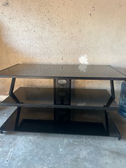 Zline TV Stand Media Console for TVs Up to 55 Inches Black Glass Modern Design
