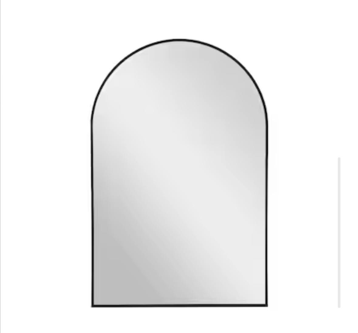 Dovelina 24-in x 36-in Framed Arch Bathroom Vanity Mirror ( Black )