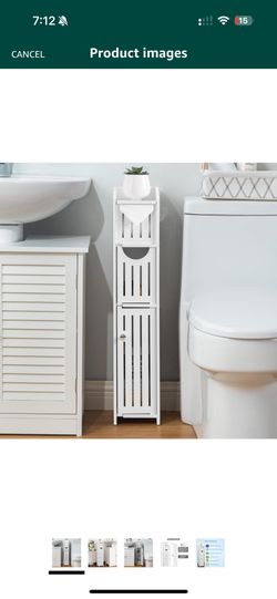  Furniture Sets: Small Bathroom Storage Cabinet Great for Toilet Paper Holder,Toilet Paper Cabinet for Small Spaces,White Bathroom Organizer