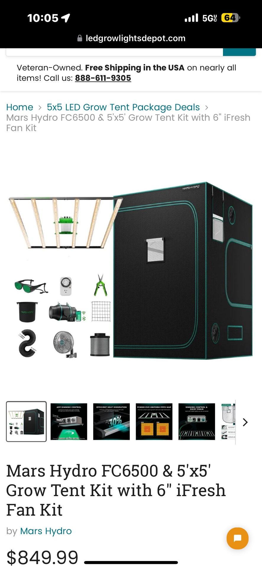 5’x5’ Full Grow Tent Kit