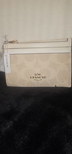 COACH Mini Skinny Id Case In Signature Canvas gold/sand chalk