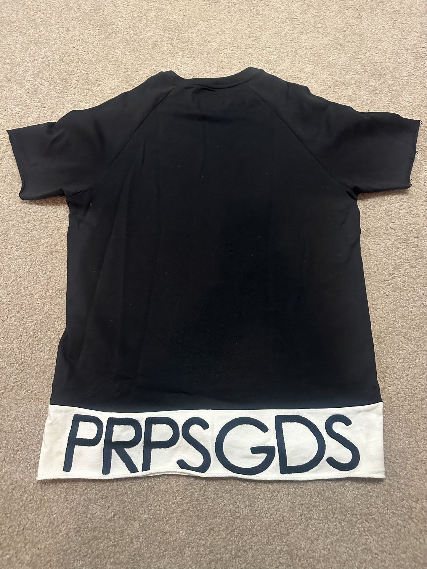 Men’s PRPS Cotton shirt sleeved shirt white black XL