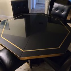 set of tables and chairs and cabinets  