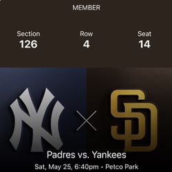 Yankees Vs Padres Saturday Section 126 Row 4 Two Seats 