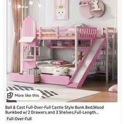 Full size girls bunk beds with stairs and slide
