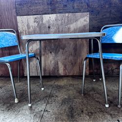 vintage 1950s child's chrome and Formica table and chair set