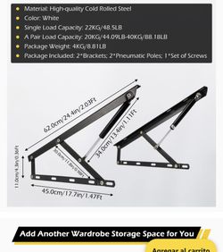 Dyna-Living Bed Lifting Mechanism, a pair of lifting storage bed, gas spring bed, lifting kit for bed storage, sofa, cabinet