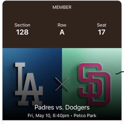 Front Row San Diego Padres Vs Los Angeles Dodgers - 2 Tickets - Friday! 5/10/24 - 6:40pm 
