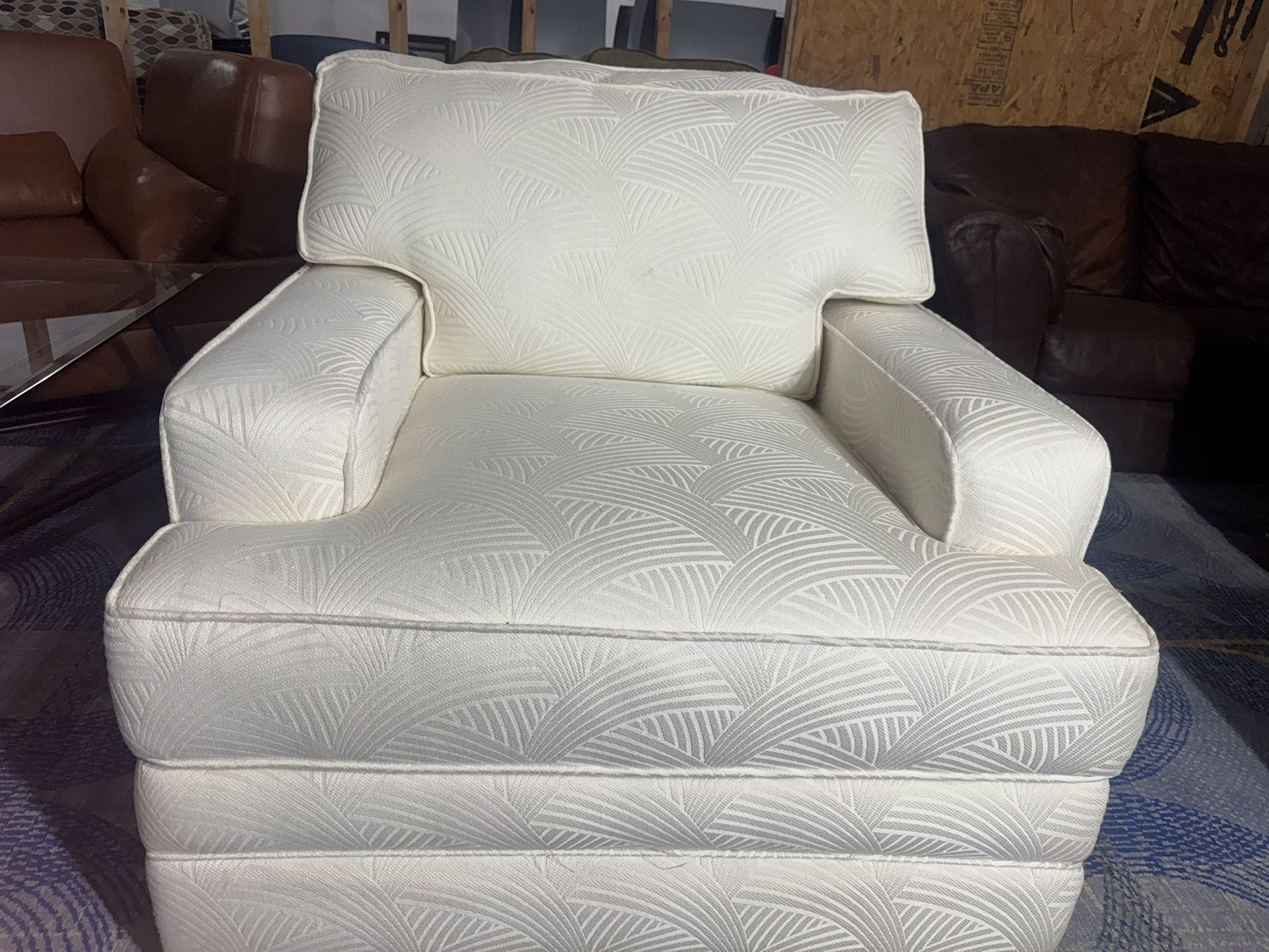 White barrel armchair