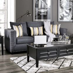Gray Linen Like Fabric Sofa