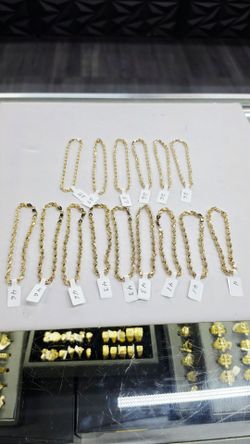 10k Hollow 4mm And 5mm Rope Bracelets